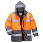 Portwest Hi-Vis Two Tone Traffic Jacket, Size: L, Colour: Orange/Grey, S467OGYL