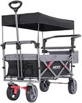 Arebos Handcart Premium Foldable with Roof | Transport Trolley | Up to 100 kg | Front and Rear Brakes