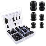 Belle Vous 50 Pack Adjustable Cable Glands - 3-16mm PG7, PG9, PG11, PG13.5, PG16, and PG19 Plastic Joints - Waterproof Cable/Cord Connectors with Lock nut for Home, Garden or Industrial Use