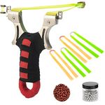 YVOOYV stainless steel slingshot outdoor hunting and fishing catapult There are 5 slingshot rubber bands + 50 steel balls + 100 clay balls