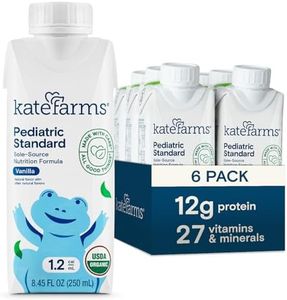 KATE FARMS Organic Pediatric 1.2 High Calorie Vanilla Nutrition Shake, 12g Protein, 27 Vitamins and Minerals, Meal Replacement, 8.45 oz (6 pack)