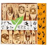 Cartoons Burned Wooden Spoons Utensil Set Gift Idea Cooking Serving Utensils Kitchenware Warming Presents Cookware Gifts for Cooking Loversboutique Gift Box Spoons 6 Pcs Set (Halloween-6Piece)