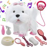 Jaydear Electronic Dog Toy for Kids, Plush Puppy Toy Interactive Toy -Walks/Barks/Shake Tail/Talk, Stuffed Animals Cute Dog Toys Soft Gift for Christmas, Easter, Birthday, White