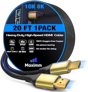 Maximm 8k Hdmi Cable 20ft,HDMI 2.1 Cable, Hdmi Cord Long Hdmi Cable 20 ft, Ultra High Speed Hdmi Cable, 8k 60 HZ (20 Ft)