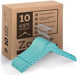 ZOBER High-Grade Children's Wooden Hangers (10 Pack) - with Notches, 360° Hook - Toddler Wood Hangers for Jackets Etc