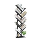 Yusong Tree Bookshelf, Geometric Bookcase with Steel Pipe for Living Room Bedroom, Floor Standing Books Shelves for Home Office (Black)