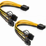 BLK PCI-E 8 Pin to Dual 8(6+2) Pin Splitter Power Supply Video Card Extension Splitter Power Cable - 18AWG (2 Pack)