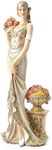 Comfy Hour 13" Elegant Slim Lady Holding A Bunch of Flowers Collectible Figurine, Gold