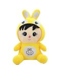 Tinytotem Soft Plush Doll Toy with Rabbit Teddy Bear Gift Toy and Pillow for Kids, Girls and Adults Cute Stuffed Animal Plush Yellow Bunny (25cm)