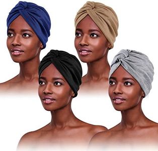 PHOGARY 4 Piezas Turbantes para Mujer,Pañuelos Quimioterapia,Gorros Oncologicos para Mujer,Pañuelo Cabeza Mujer, Mujer Pelo Largo Verano Turbantes Lástico Frontal Cruzado Algodón