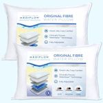 Mediflow Fibre Water Pillow - Adjustable Pillow for Neck Pain Relief, Pillow for Side, Back, and Stomach Sleepers, The Original Inventor of The Water Pillow, Clinically Proven Bed Pillow (2 Pillows)