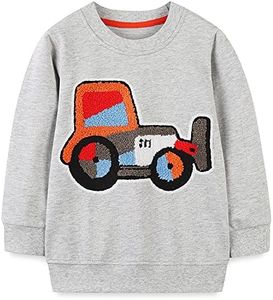 Bumeex Baby Boy Sweatshirt Clothes,Monster and Truck Long Sleeve Shirt Top Outfit Grey 2T