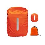 Waterproof Backpack Cover with Reflective, 30L-40L Rucksack Rain Cover with Storage bag, Rainproof Rucksack Cover for Hiking Camping Traveling Cycling (Orange, M)