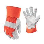 Jupiter Industries Heavy Duty Double Palm Split Leather Rigger Gloves, Canadian Style Safety Work Gloves with Cut Protection for Welding, Construction & Machinery Handling, Pack of 1 Pair