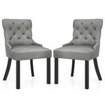 Gianex Upholstered Dining Chairs Set of 2, Wood Wingback Accent Chairs w/Rubber Wood Legs & Nailhead Button Tufted Back, Mid-Century Velvet Side Chairs for Restaurant, Kitchen, Living Room, Grey