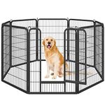 Yaheetech Dog Playpen, 8 Panel Puppy Play Pen Heavy Duty Pet Exercise Fence for Garden/Yard 100cm Height