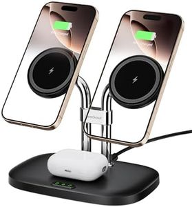 SwanScout Wireless Charger for iPhone 16 15, SwanScout 706M, Dual Magnetic Charger for iPhone 14/13/12 Series, Charging Station for AirPods Pro 2, AirPods 4/3rd (Black)