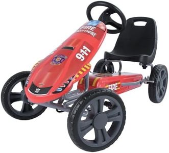 Hauck Speedster Pedal Go Kart with Adjustable Bucket Seat for Kids Ages 4 to 8, Fire Rescue
