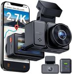 Vantrue E2 2.7K WiFi Dual Dash Cam, 1440P Front and Rear Dash Camera with GPS Speed, Night Vision, 24/7 Parking Mode, Voice Control, Motion Detection, Capacitor, Support 512GB Max