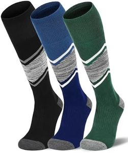 FITRELL 2 Pack Men's and Women's Ski Socks Full Cushioned Winter Merino Wool Thermal Knee High Warm Boot Socks for Skiing Snowboarding, Black+Forest Green+Blue, X-Large