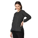 The Mom Store Maternity and Nursing French Terry Shimmered Sweatshirt | Concealed Zippers for Breastfeeding | Pre/Post Pregnancy | Black |S|