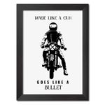 TenorArts Royal Enfield Bike Riding Laminated Paper Poster with Matt Finish Wood Frame (Black, 9" x 12")