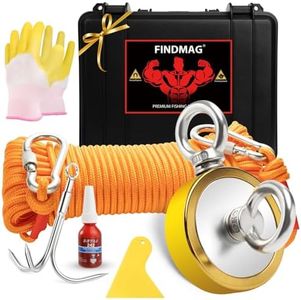 FINDMAG Double Sided Fishing Magnets 1000 lbs Pulling Force Fishing Magnet Kit with Case, 2.95" Diameter Magnet Fishing Kit Perfect for Retrieving Items and Magnetic Fishing