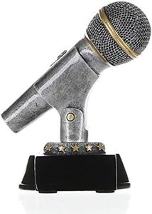 Decade Awards Gold or Silver Microphone Trophy | Engraved Mic Drop Award - 6 Inch Tall - Customize Now… (Silver)