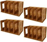 SHUESS 4 Pcs Wooden Desktop CD Storage Rack - 4 Sections CD & DVD Storage Racks - Small Book Storage (Cherry Wood Colour)