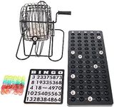 WE Games Complete Bingo Game Set with Black Bingo Cage Large Master Board Plastic Bingo Balls, Bingo Set for Family Games, Outdoor Games for Adults and Family, Party Games, Games for Family Game Night