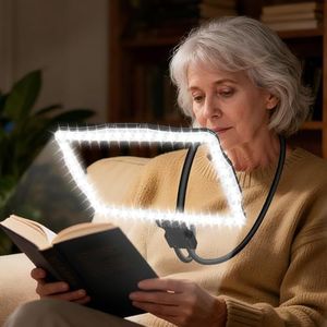 10X Magnifying Glass with Light, Hands Free Large Magnifying Glass for Reading, Full Book Page Magnifiers Flexible Gooseneck Magnifier for Reading Repair Sewing Low Vision, 10.6 x 7.8in