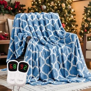 Homemate Heated Blanket Electric King Size - 100“x90“ Heating Blanket with 10 Fast Heat Levels 8 Hours Auto Off Ultra Soft Cozy Flannel Over-Heated Protection ETL Certification Keep Warming in Home