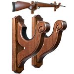 Teslyar Gun Rack Wall Mount Hold Up Displays Horizontal Gun Rack and Shotgun Hooks Store Rifle Shotgun Bow Real Hardwood Hanger Forked (Wenge)