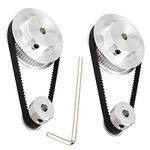 Zeelo 2PCS Set GT2 Synchronous Wheel 20&60 Teeth 5mm Bore Aluminum Timing Pulley with 2PCS Length 200mm Width 6mm Belt (20-60T-5B-6)