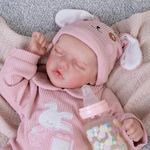 Milidool Lifelike Reborn Baby Dolls Girl-20 Inch Baby Soft Body Realistic Newborn Baby Dolls Full Vinyl Body Sleeping Real Life Baby Dolls Girl with Rabbit Toy, Feeding Kit, Gift Box for Kids Age 3 +