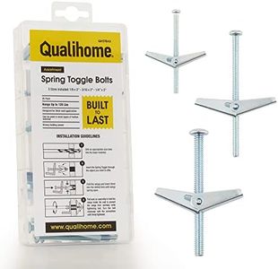 QUALIHOME Spring Toggle Bolt Assortments Kit - Toggle Drywall Anchors Kit for Hanging Items w/Hollow Walls & Ceilings - 1/8” x 2”, 3/16” x 3’’, 1/4” x 3'' Sheetrock Anchor for Frames, Shelves & More