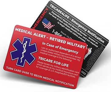 US Retired Military Medical Alert Card - Military Dependents Only - Emergency Medical Contact Information for US Military Families - United States Locations Only