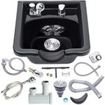 Toriexon Shampoo Bowl for Salons, Black ABS Plastic Shampoo Sink for Home, Easy to Clean and Install Salon Shampoo Bowls for Hair Stylist