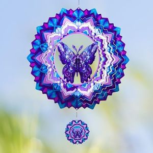 Butterfly Wind Spinner,Hanging Wind Spinners Outdoor for Garden Decoration,12 inch 3D Stainless Steel Wind Sculpture for Indoor/Outdoor Decor