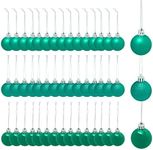 Mini Shatterproof Glitter Christmas Tree Ball Ornaments (Turquoise, 1.5 in, 48 Pack)