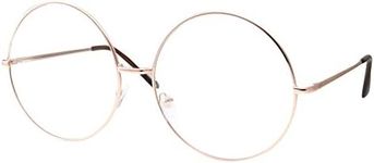 grinderPUNCH XXL Super Oversized Fashion Glasses Round Circle Frame Clear Lens Gold