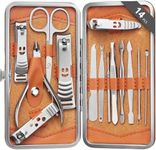 H&S Manicure Set - Pedicure and Manicure Kit for Women & Men - 14 pcs - Stainless Steel Nail Clippers & Cuticle Remover - Cutter Trimming Grooming Tools - w/Leather Case