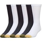 Gold Toe Men's 656s Cotton Crew Athletic Socks, Multipairs Socks, Black & White (6-pairs), L UK
