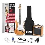 LyxPro Electric Guitar 39" inch Full Beginner Starter kit Full Size with 20w Amp, Package Includes All Accessories, Digital Tuner, Strings, Picks, Tremolo Bar, Shoulder Strap, and Case Bag - Natural