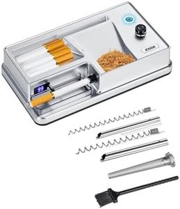 Electric Cigarette Rolling Machine Cigarette Injector Machine with Automatic Counter Tobacco Roller Maker 3 in 1 for Size of Tubes King/Regular/Slim 100s Cigarette and Pre Roll Cones (Silver)