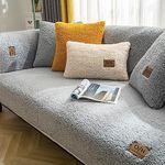 LINGKY Soft Sherpa Fleece Sofa Covers, Sofa Cushion Covers, Non-Slip Sofa Cover 1 2 3 Seater Couch Covers for Sectional Sofa, Sofa Slipcovers L Shape Furniture Protector (Grey,90x120cm)