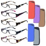 5 Pack Reading Glasses for Women Blue Light Blocking Fashion Spring Hinges Computer Readers Anti UV/Glare Eyeglasses (5 Mix-2, 2, diopters)