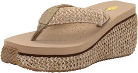 VOLATILE Canova Women's Platform Wedge Flip Flop Sandal, Natural Raffia, 9