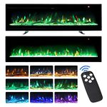 INMOZATA Electric Fire Wall Mounted/Recessed/Freestanding 127cm Electric Fireplace with Remote & Touch Screen Control 9 LED Color Flame Effect, 2 Heat Settings 900W&1800W, Crystal & Log Set