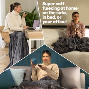 LIVIVO Electric Heated Blanket – Grey Fleece Throw